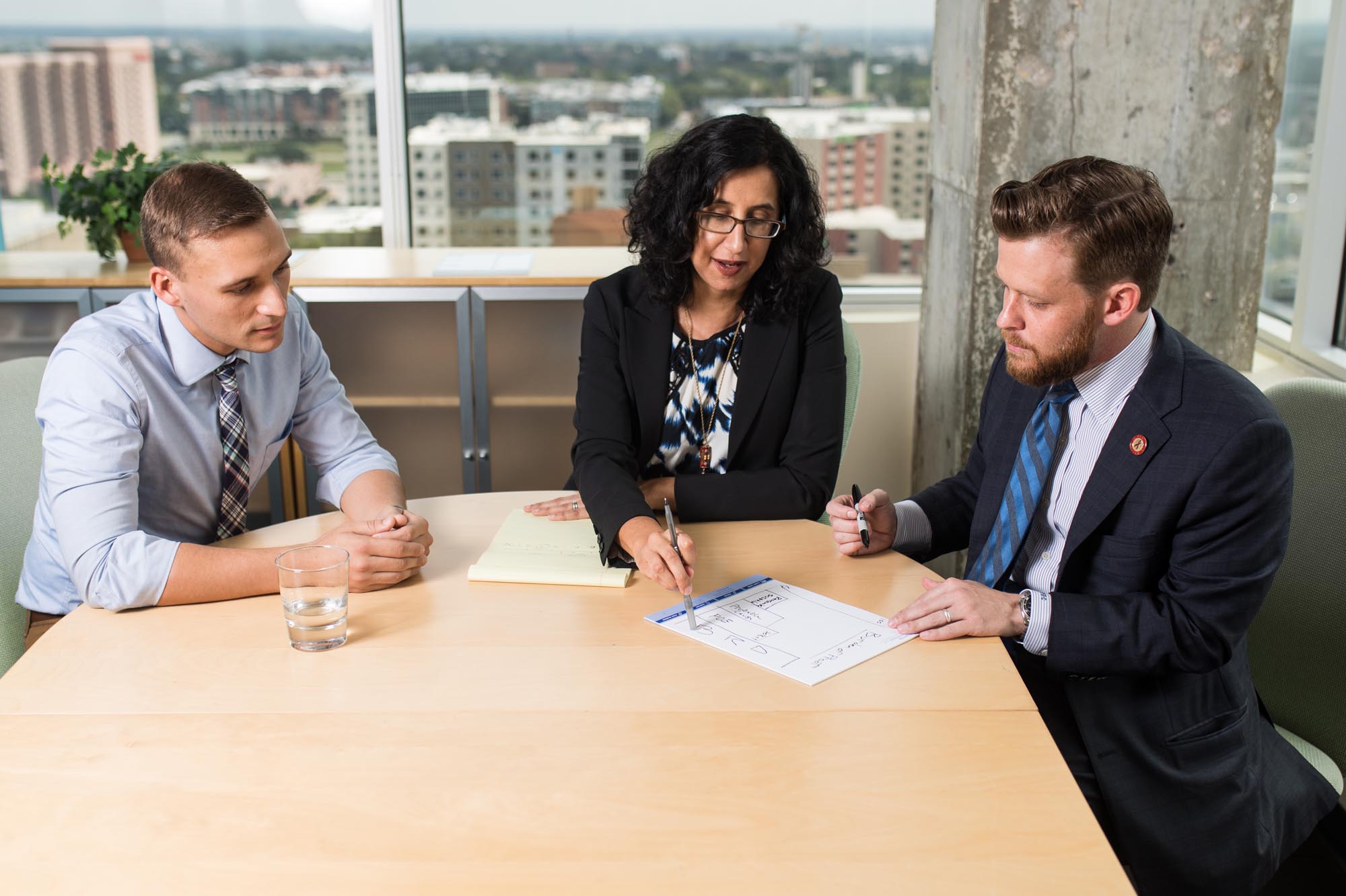 The Sumpter Gonzalez team discussing a defense strategy mobile version